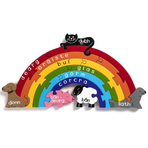 Alphabet Jigsaws Handcrafted Wooden Jigsaw Puzzle Rainbow Colours (As Gaeilge)